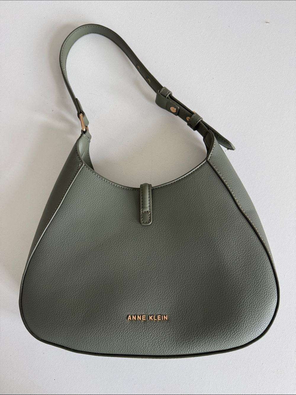 Anne Klein Olive Green Pebbled Shoulder Hobo with Buckle
